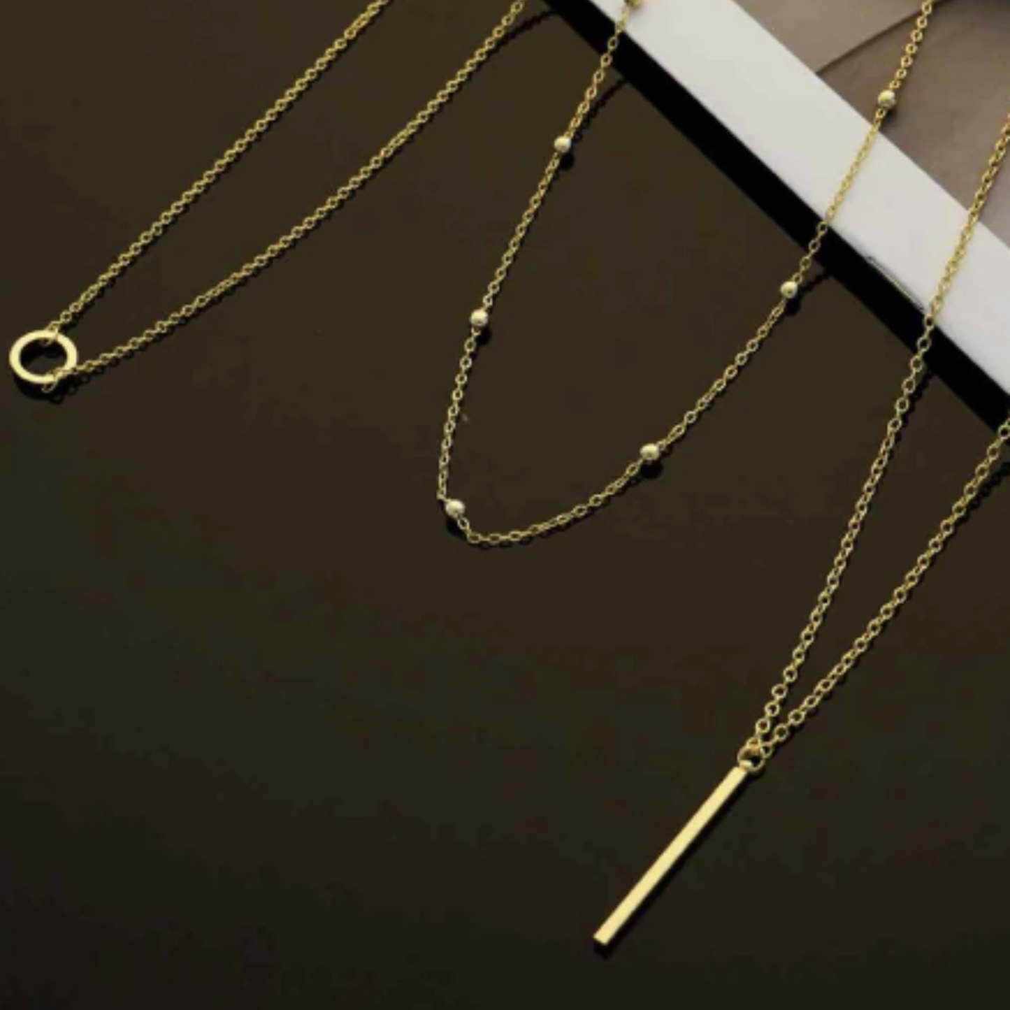 Three-Piece Chain Hoop and Lariat Necklace Set