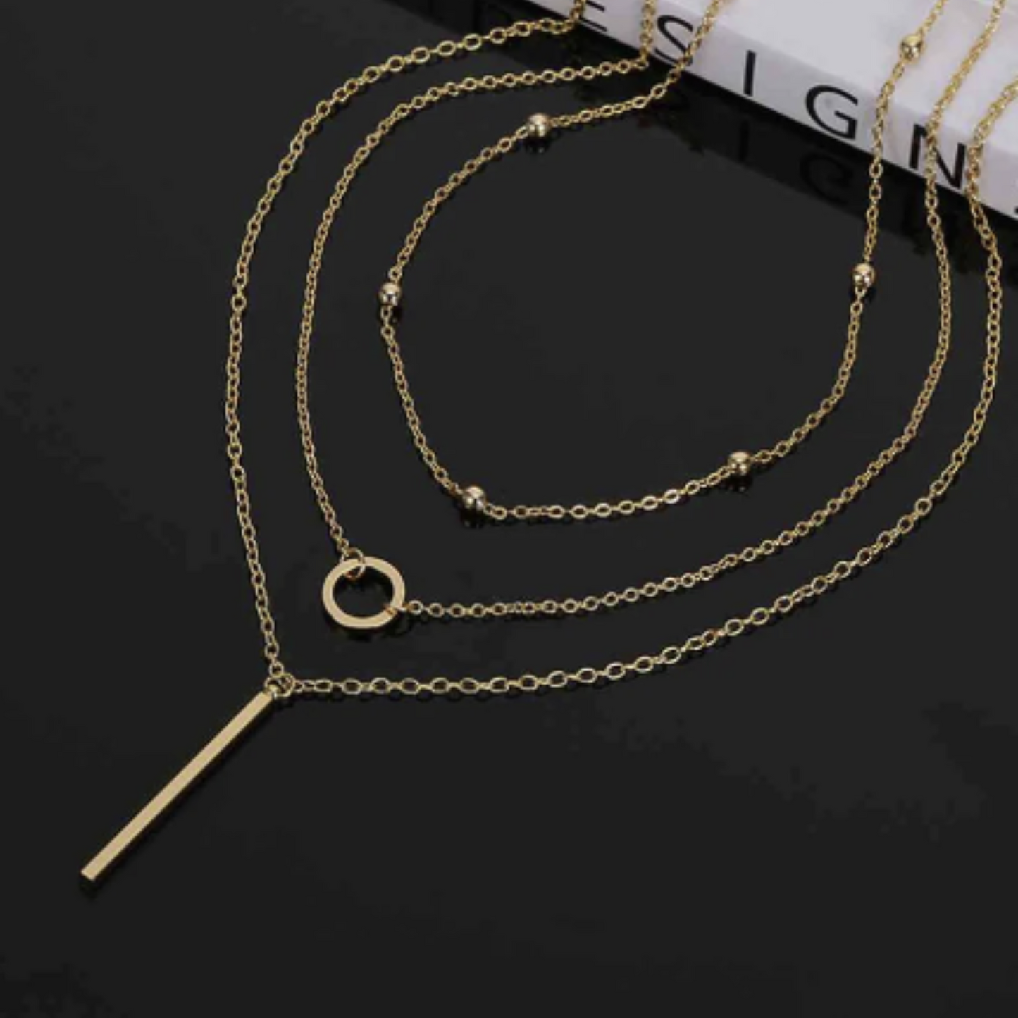 Three-Piece Chain Hoop and Lariat Necklace Set