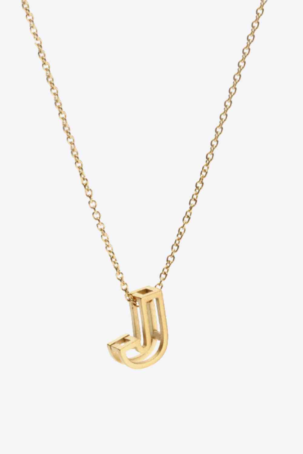 3D Boxed Initial Pendant Necklace A-J