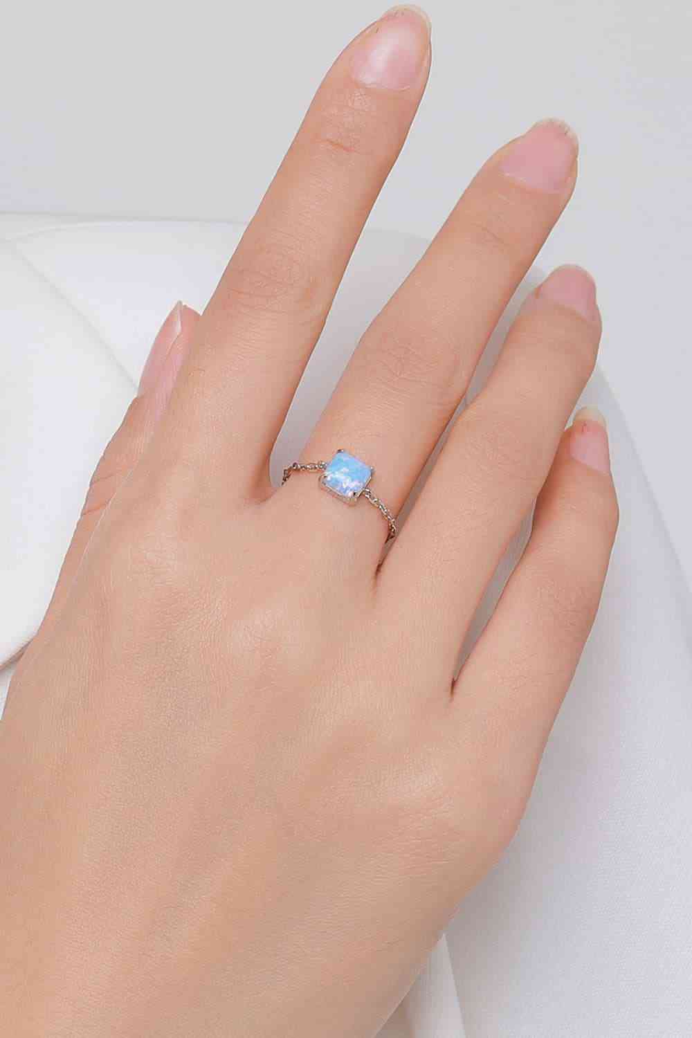 Silver Opal Adjustable Chain Ring- Six Colors