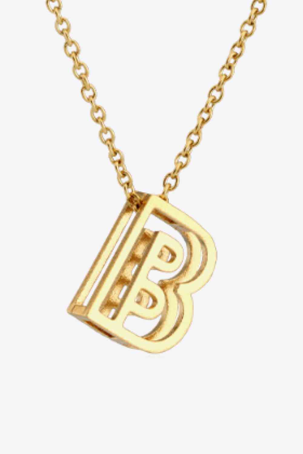 3D Boxed Initial Pendant Necklace A-J