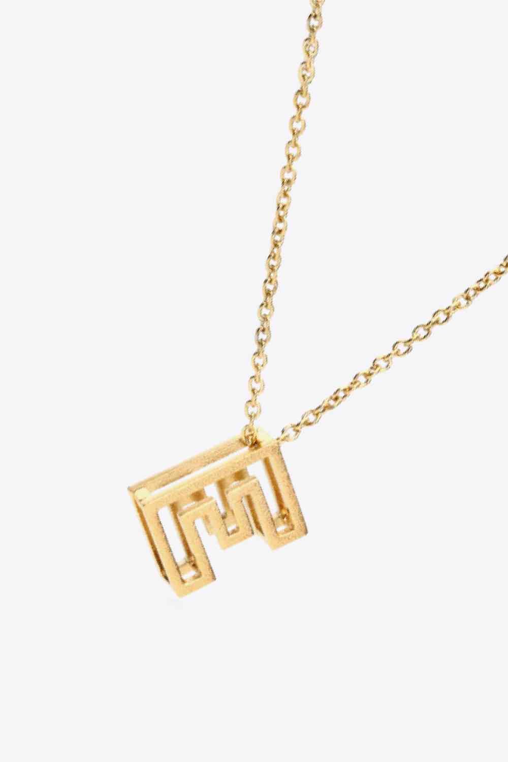 3D Boxed Initial Pendant Necklace A-J