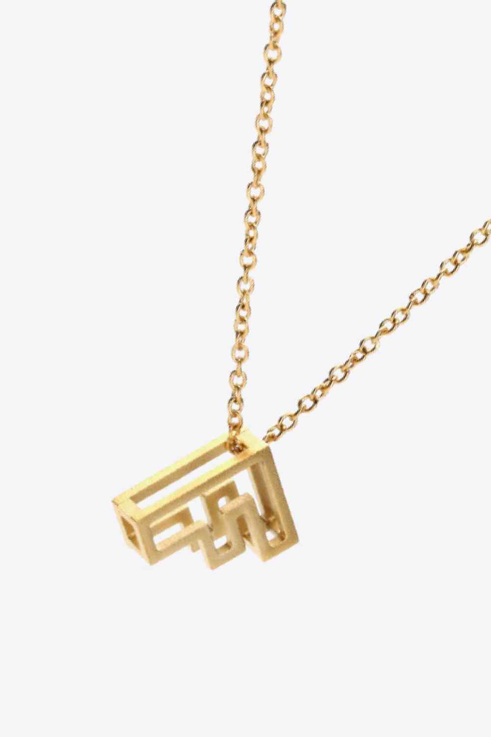 3D Boxed Initial Pendant Necklace A-J