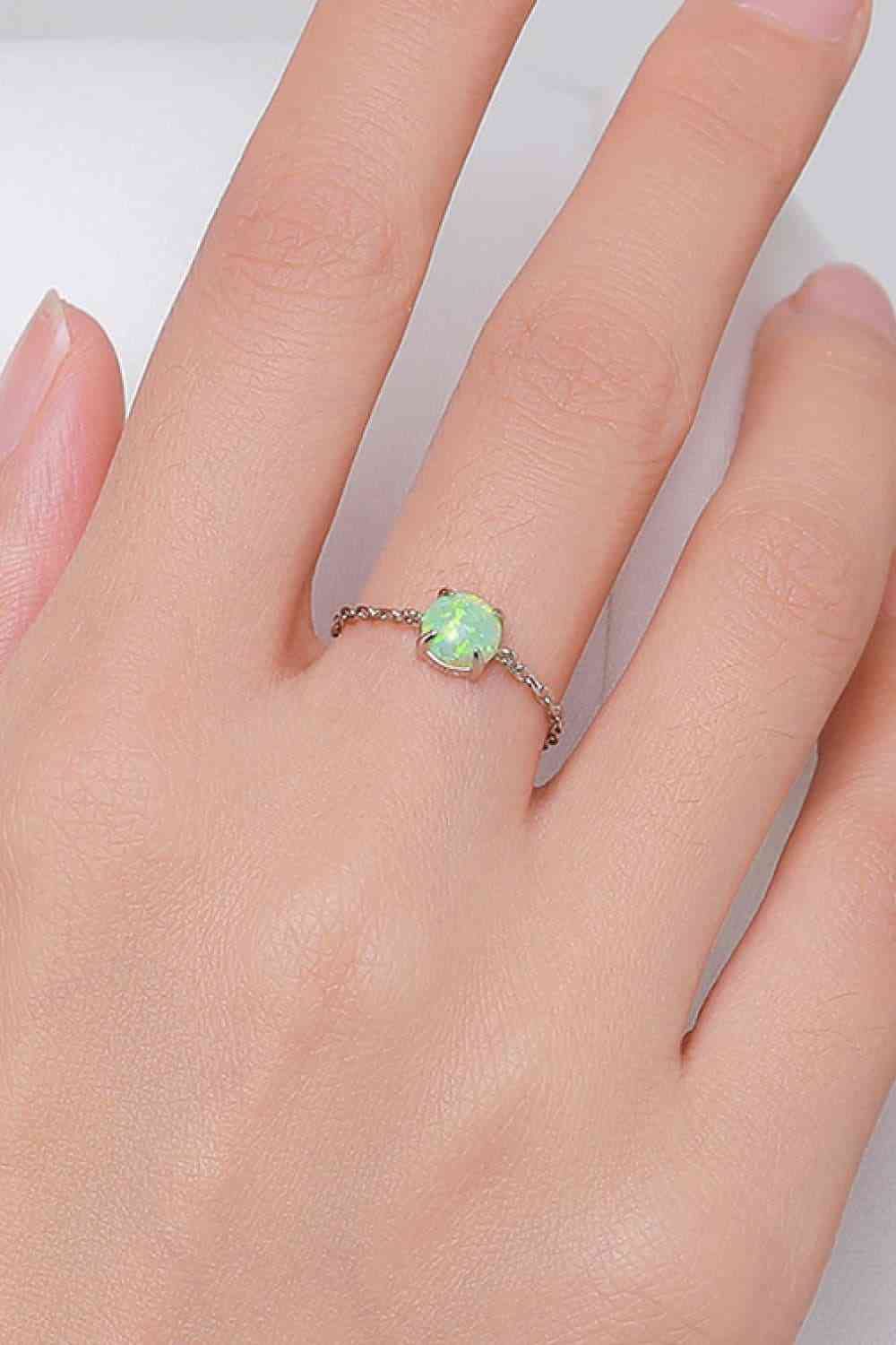 Silver Opal Adjustable Chain Ring- Six Colors