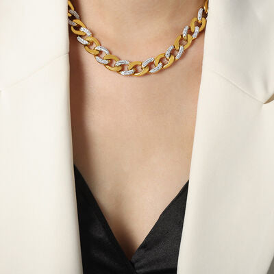 Zircon Chunky Cuban Curb Chain Necklace