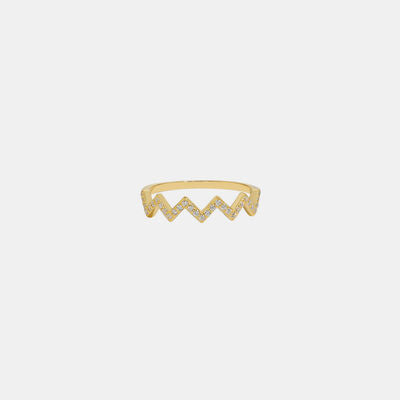 Silver/Gold Zircon Chevron Ring