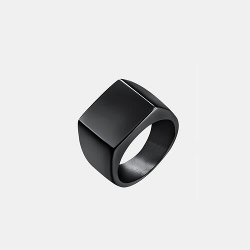 Black or Silver-Plated Signet Ring