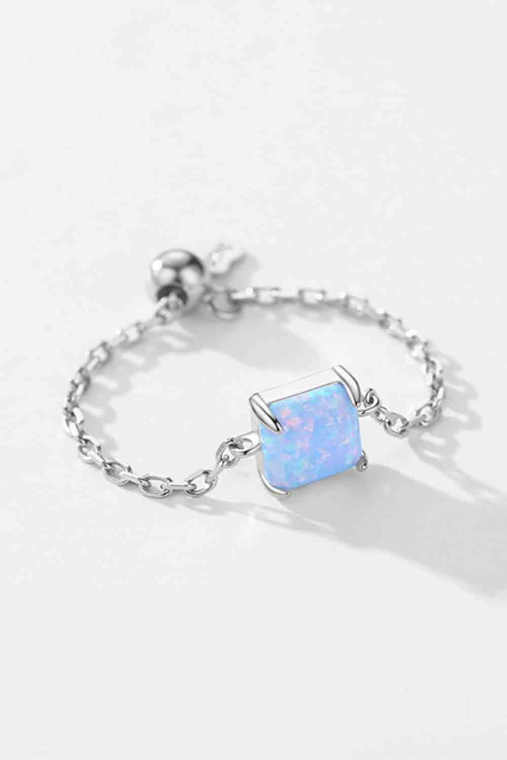 Silver Opal Adjustable Chain Ring- Six Colors