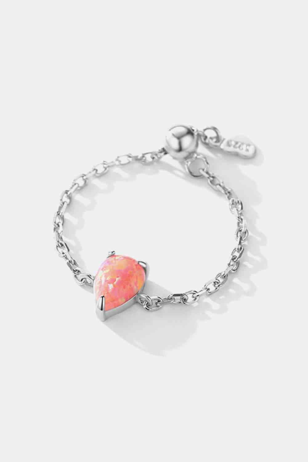 Silver Opal Adjustable Chain Ring- Six Colors