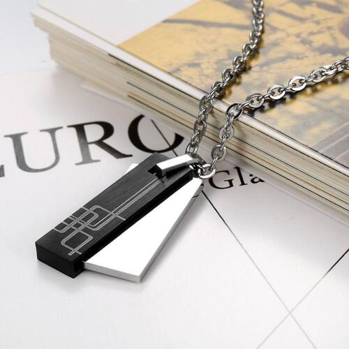 Minimalist Black/Silver Swing Bar Cable Chain Necklace 22"