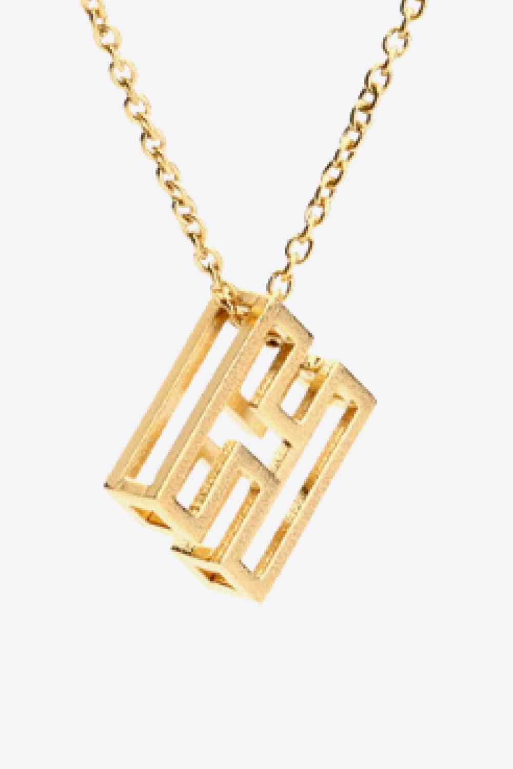 3D Boxed Initial Pendant Necklace A-J