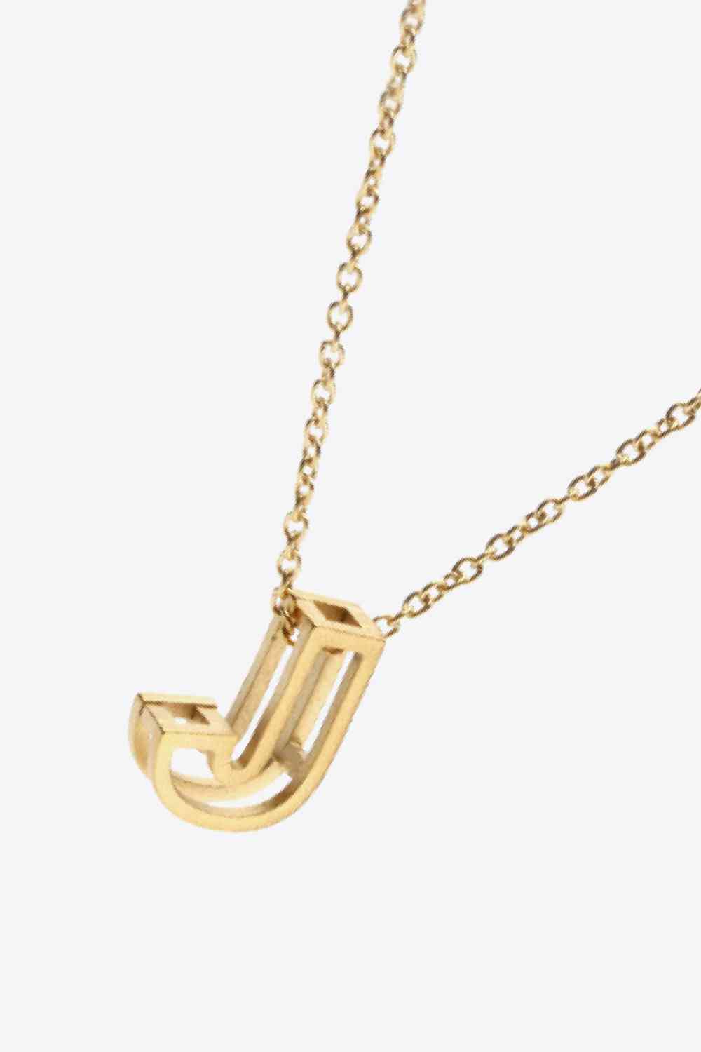 3D Boxed Initial Pendant Necklace A-J