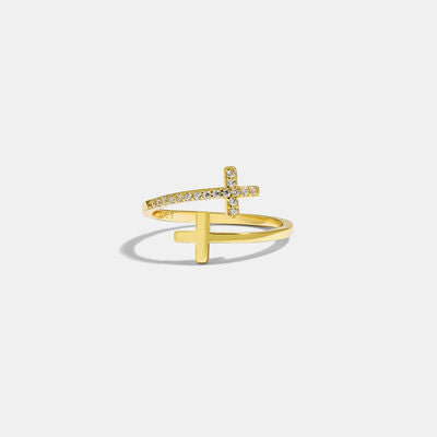 Double Crossed Bypass Ring- Gold or Silver