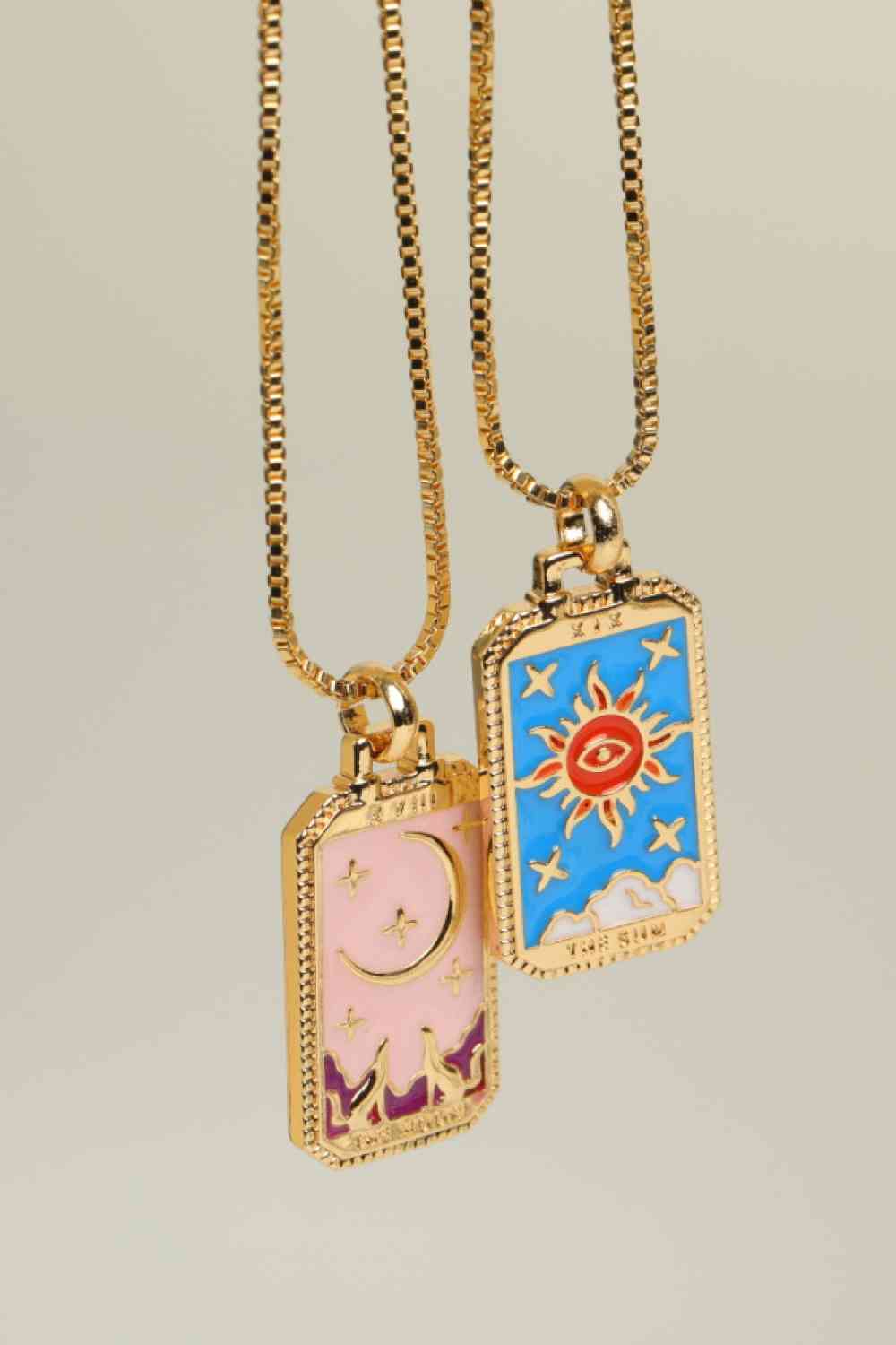 Tarot Card Pendant Box Chain Necklace