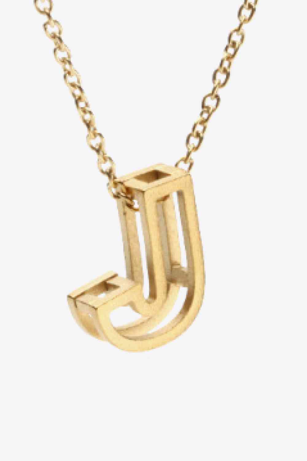 3D Boxed Initial Pendant Necklace A-J