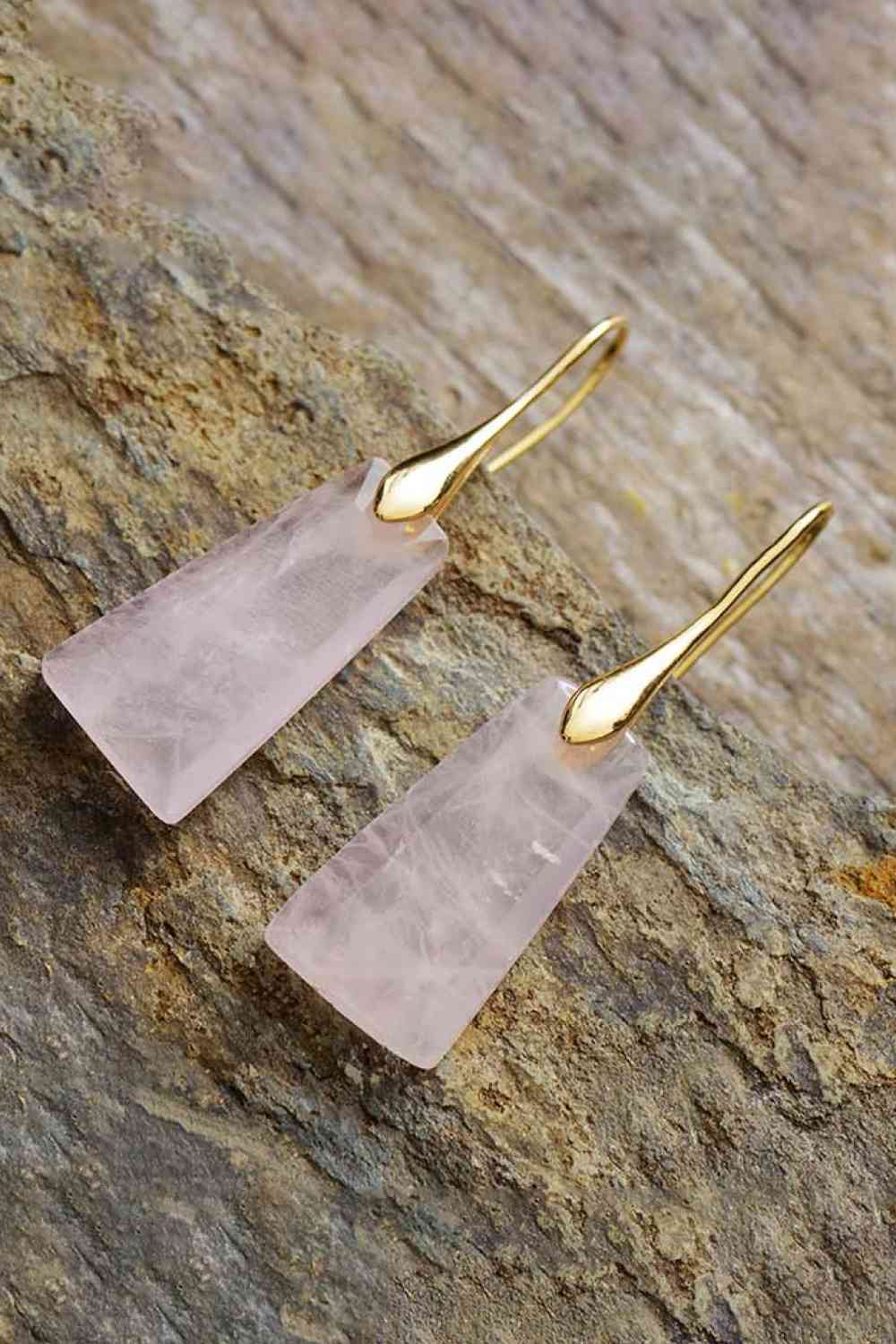 Natural Stone Handmade Tiger's Eye/Rose Quartz Earrings