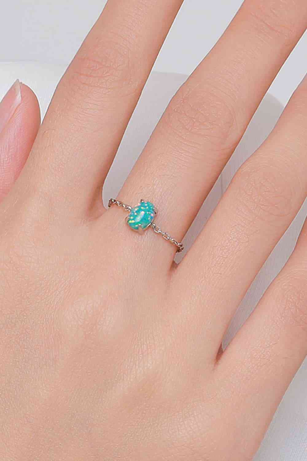 Silver Opal Adjustable Chain Ring- Six Colors