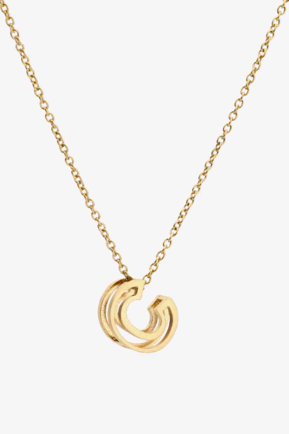 3D Boxed Initial Pendant Necklace A-J