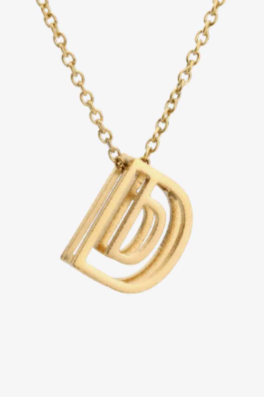 3D Boxed Initial Pendant Necklace A-J