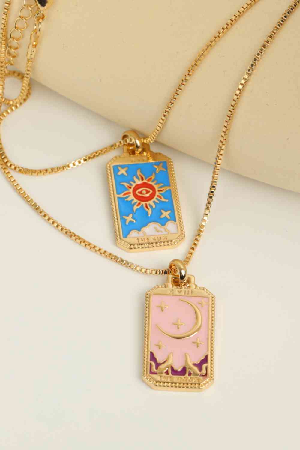 Tarot Card Pendant Box Chain Necklace