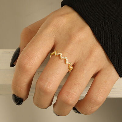 Silver/Gold Zircon Chevron Ring