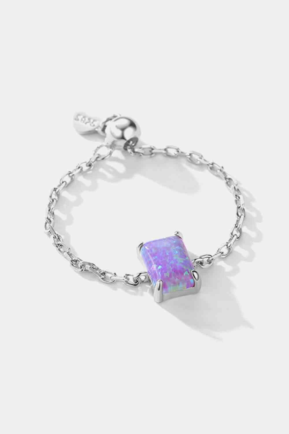 Silver Opal Adjustable Chain Ring- Six Colors