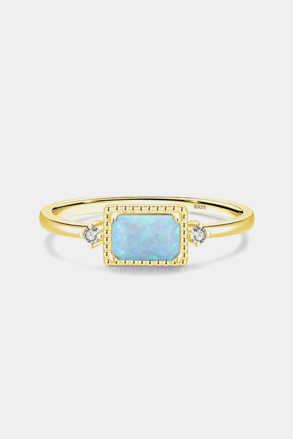 Emerald Cut Opal Ring with Zircon Accents