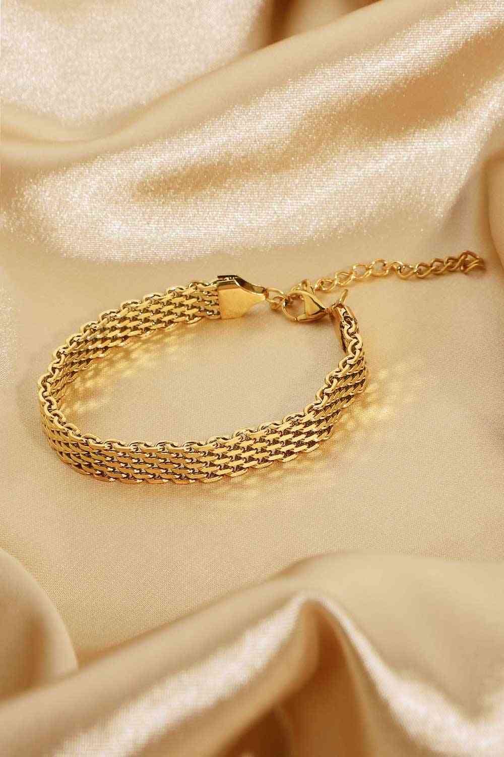 Wide Mesh Chain Adjustable Bracelet