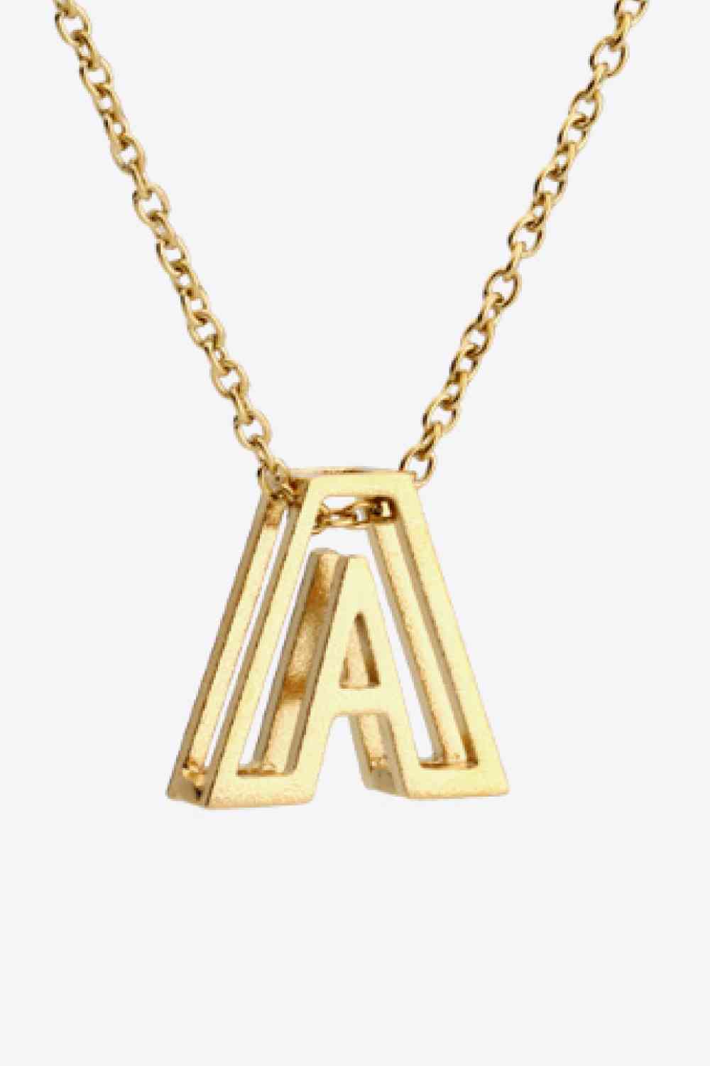 3D Boxed Initial Pendant Necklace A-J