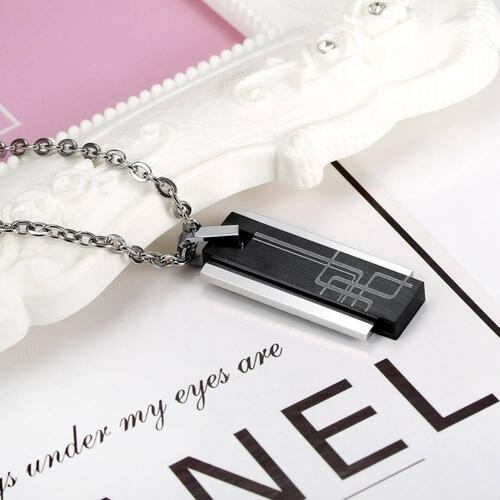 Minimalist Black/Silver Swing Bar Cable Chain Necklace 22"