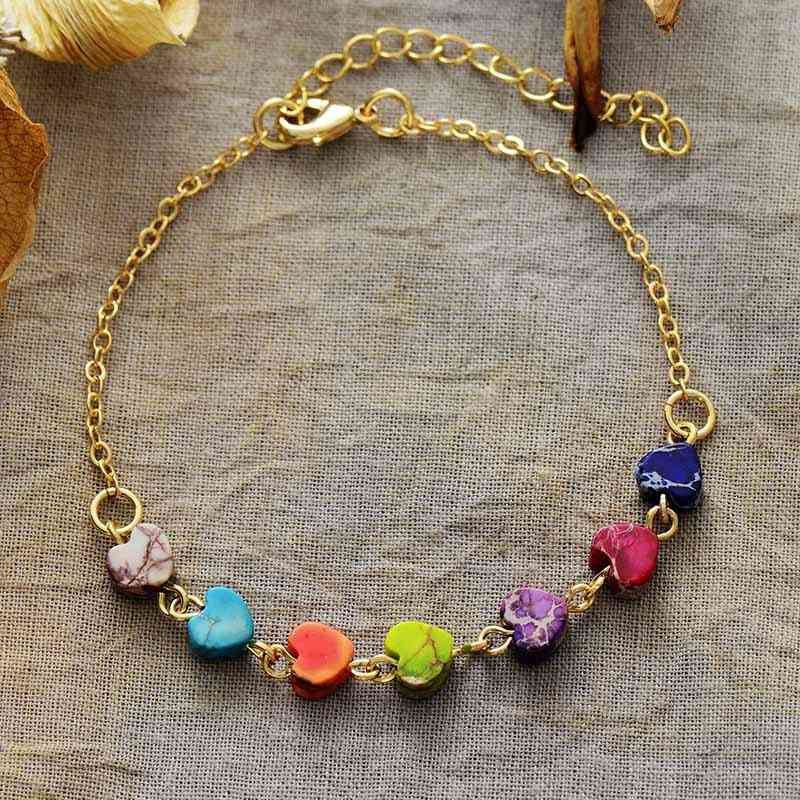 Multicolor Heart Stone Bracelet