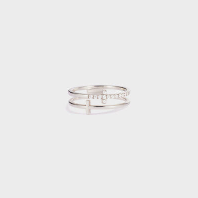 Zircon and Sterling Silver Double Cross Ring