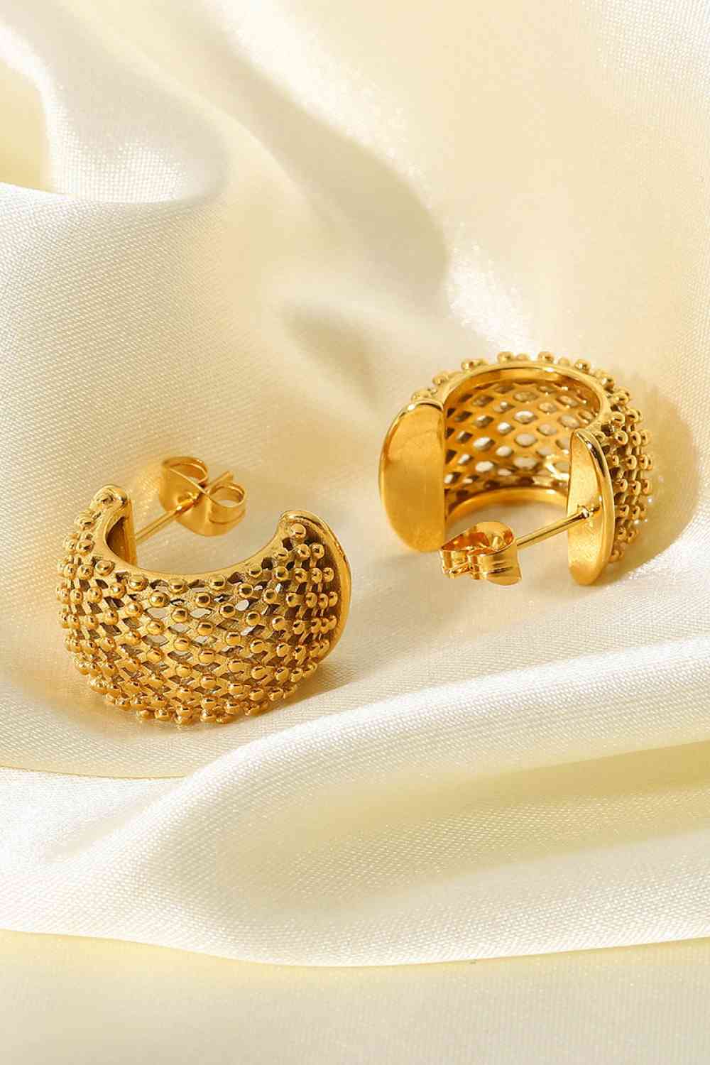 Gold Half Hoop Mesh Earrings