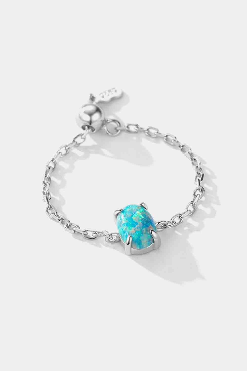 Silver Opal Adjustable Chain Ring- Six Colors