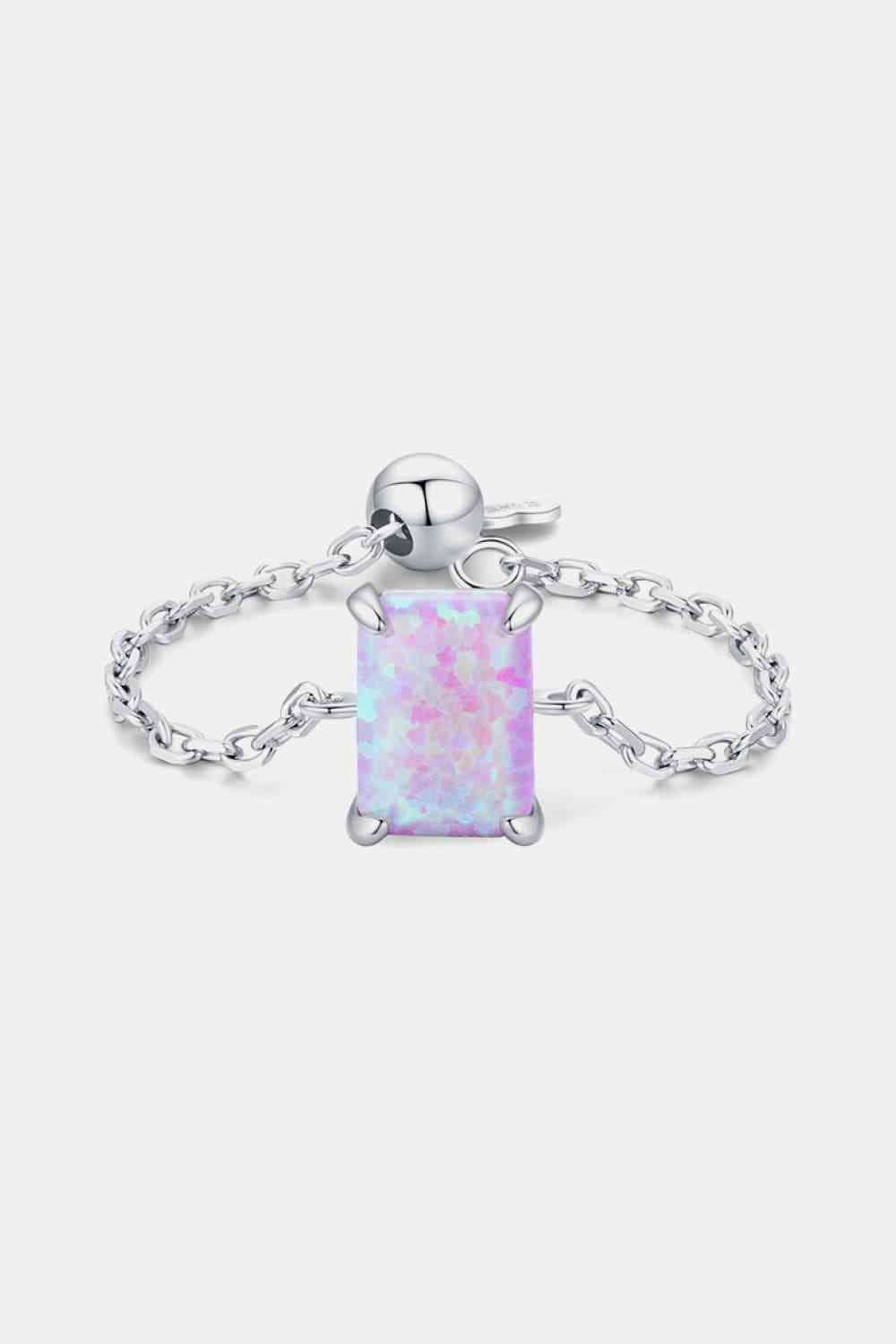Silver Opal Adjustable Chain Ring- Six Colors