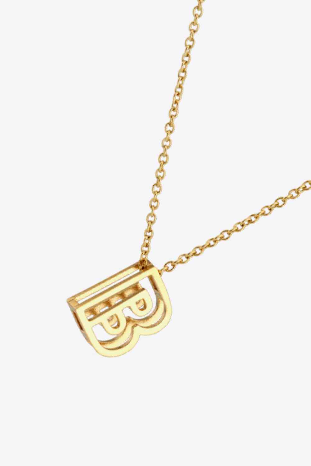 3D Boxed Initial Pendant Necklace A-J