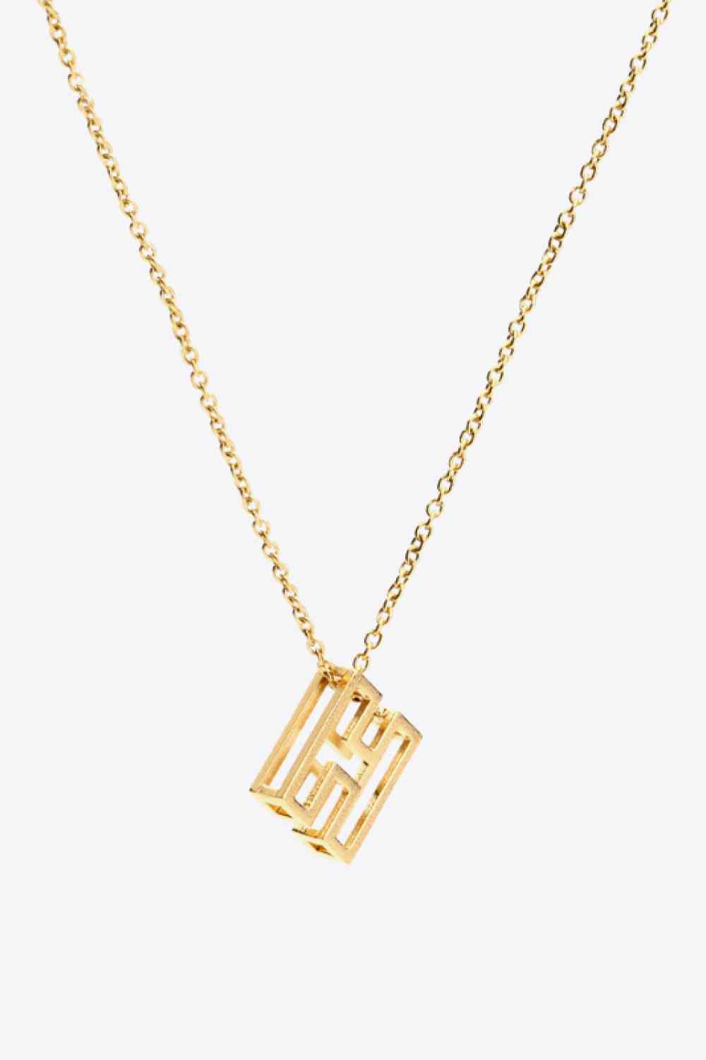 3D Boxed Initial Pendant Necklace A-J