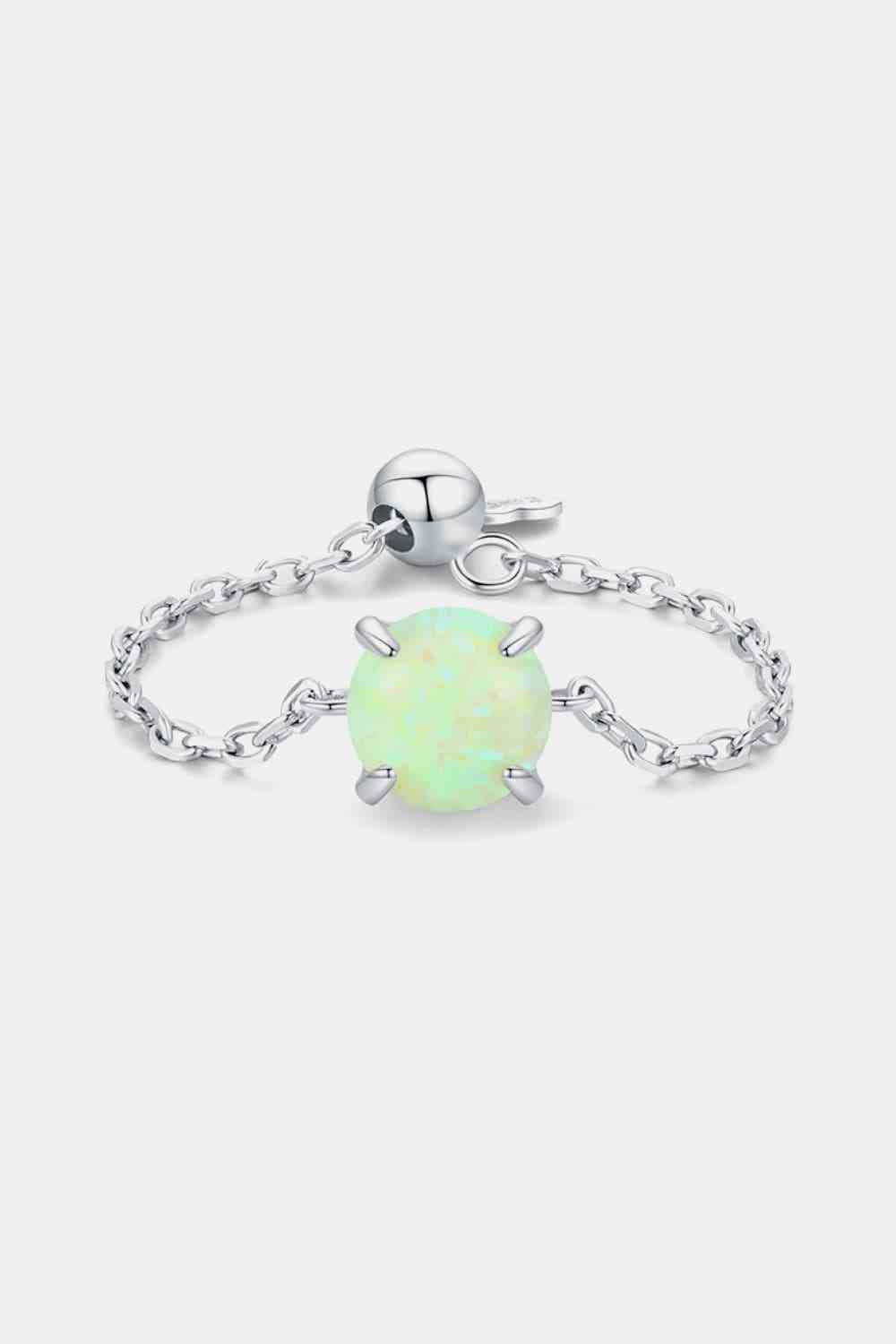 Silver Opal Adjustable Chain Ring- Six Colors