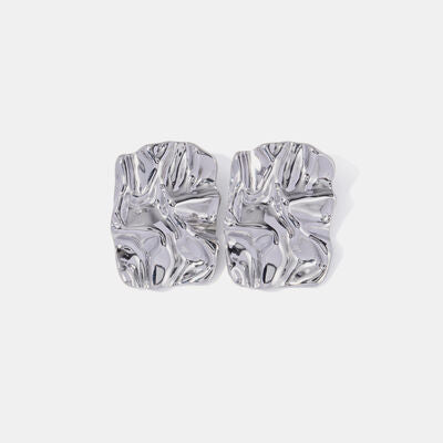 Geometric Pleated Texture Earrings- Gold/Silver