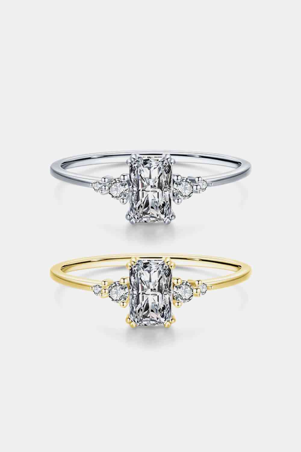 Radiant Cut White Zircon Ring Gold/Silver