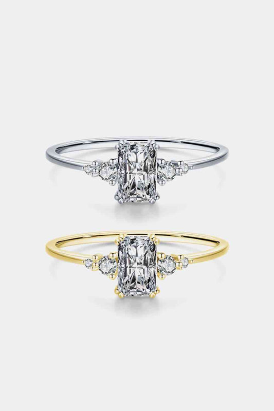 Radiant Cut White Zircon Ring Gold/Silver