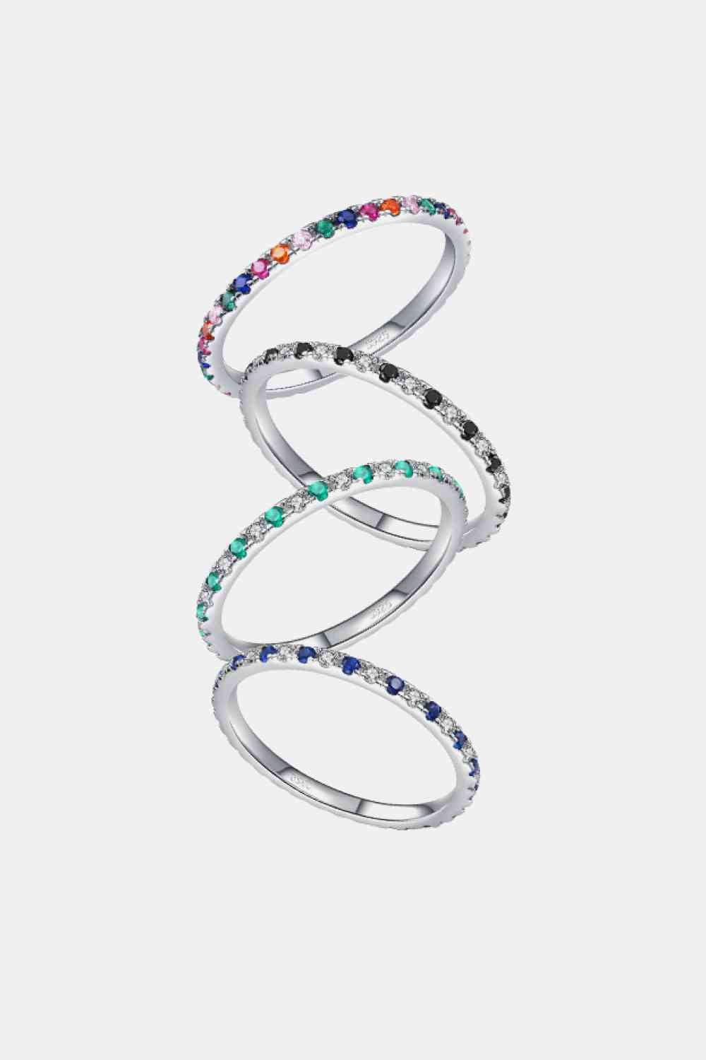 Sterling Silver Multicolor Cubic Zirconia Ring