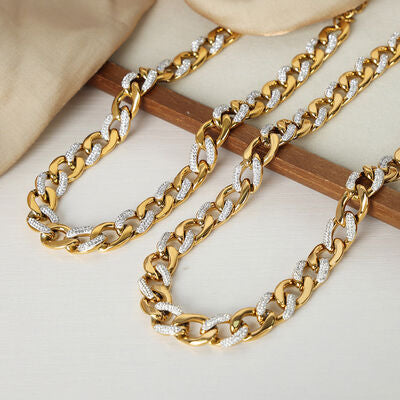 Zircon Chunky Cuban Curb Chain Necklace