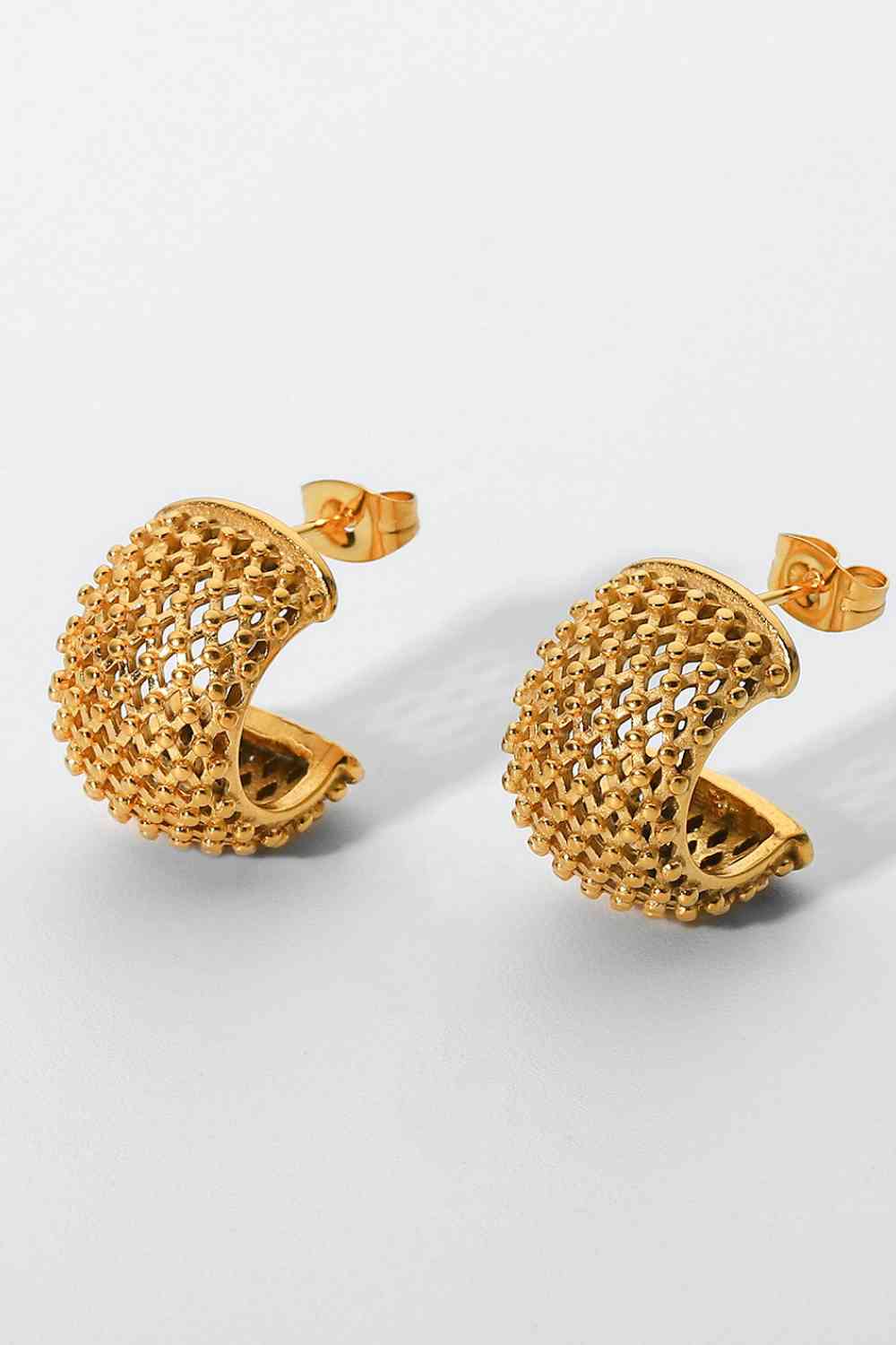 Gold Half Hoop Mesh Earrings