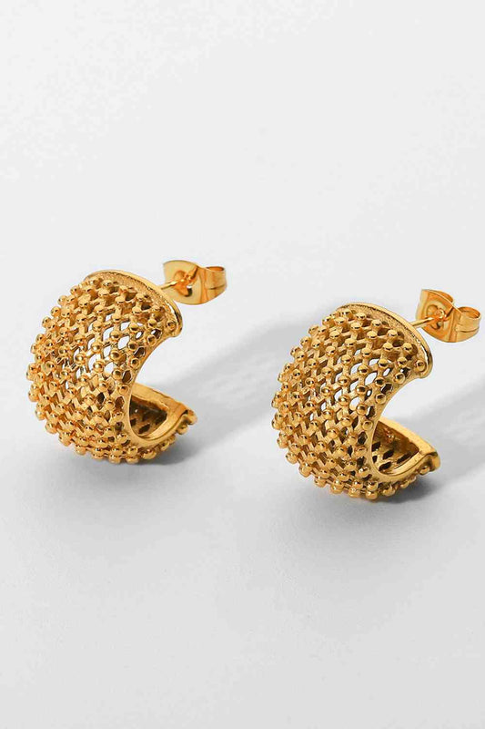 Gold Half Hoop Mesh Earrings