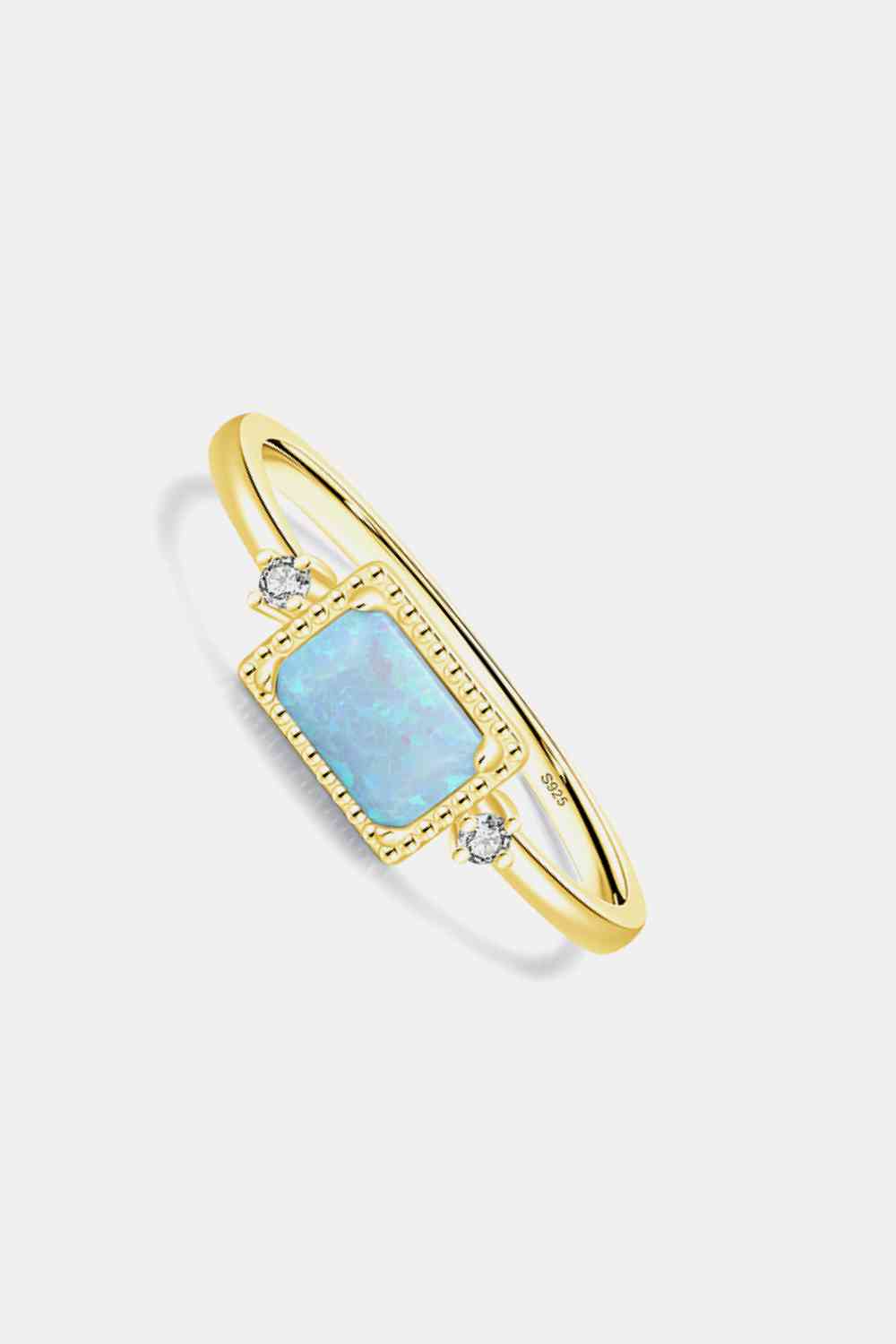 Emerald Cut Opal Ring with Zircon Accents