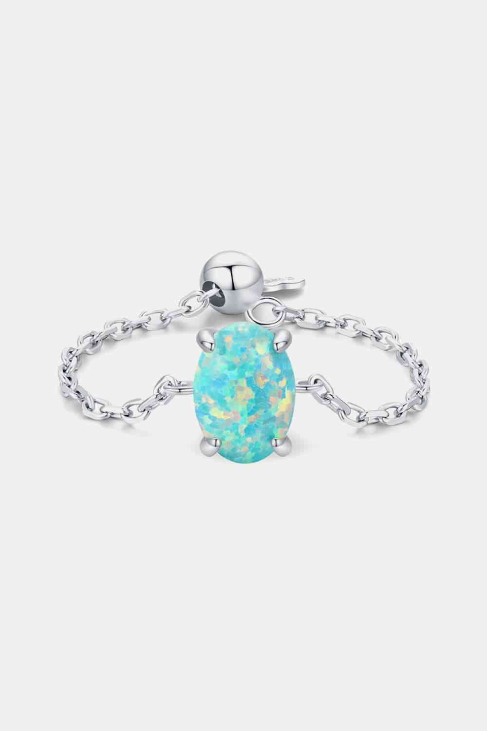 Silver Opal Adjustable Chain Ring- Six Colors