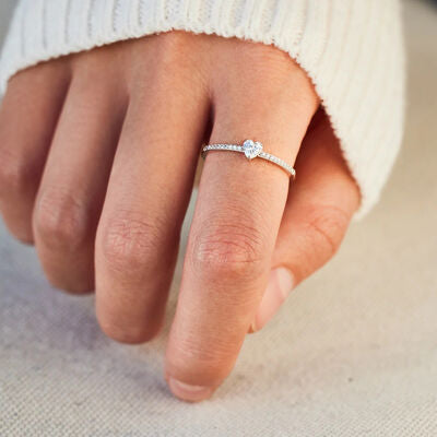 Zircon Heart Silver Nesting Ring