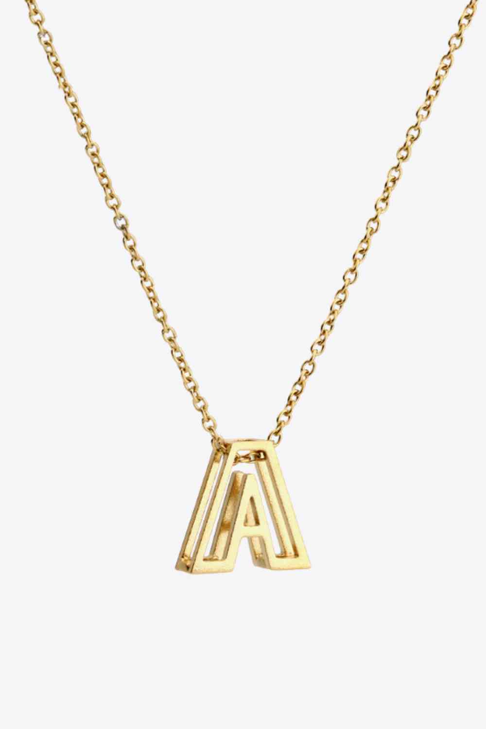 3D Boxed Initial Pendant Necklace A-J