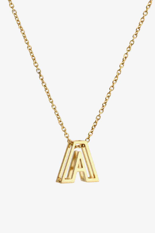 3D Boxed Initial Pendant Necklace A-J